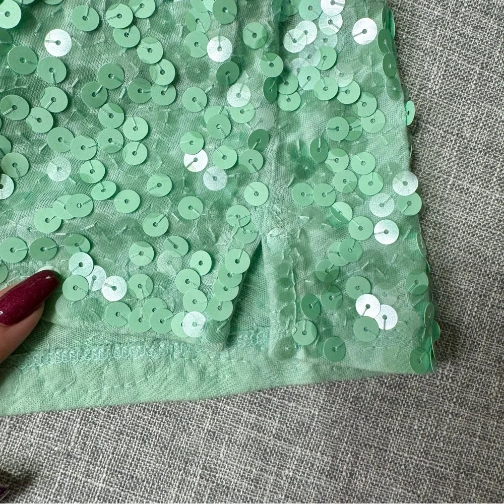 J. Crew Sequin Colorblock Tank Top Blue Green Sleeveless Style XS
